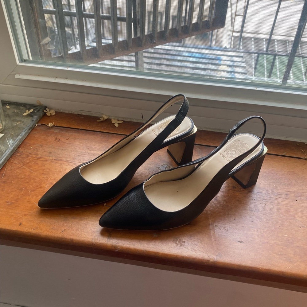 Sling back Vince Camuto heels.